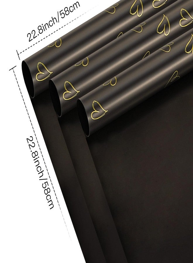 WRAPAHOLIC 20 Sheets Flower Wrapping Paper - 22.8 x 22.8 inch Black Love Design Water-Resistant Floral Bouquet Wrapping Paper, Florist Supplies Packaging for Wedding Birthday Gift DIY - Image 3